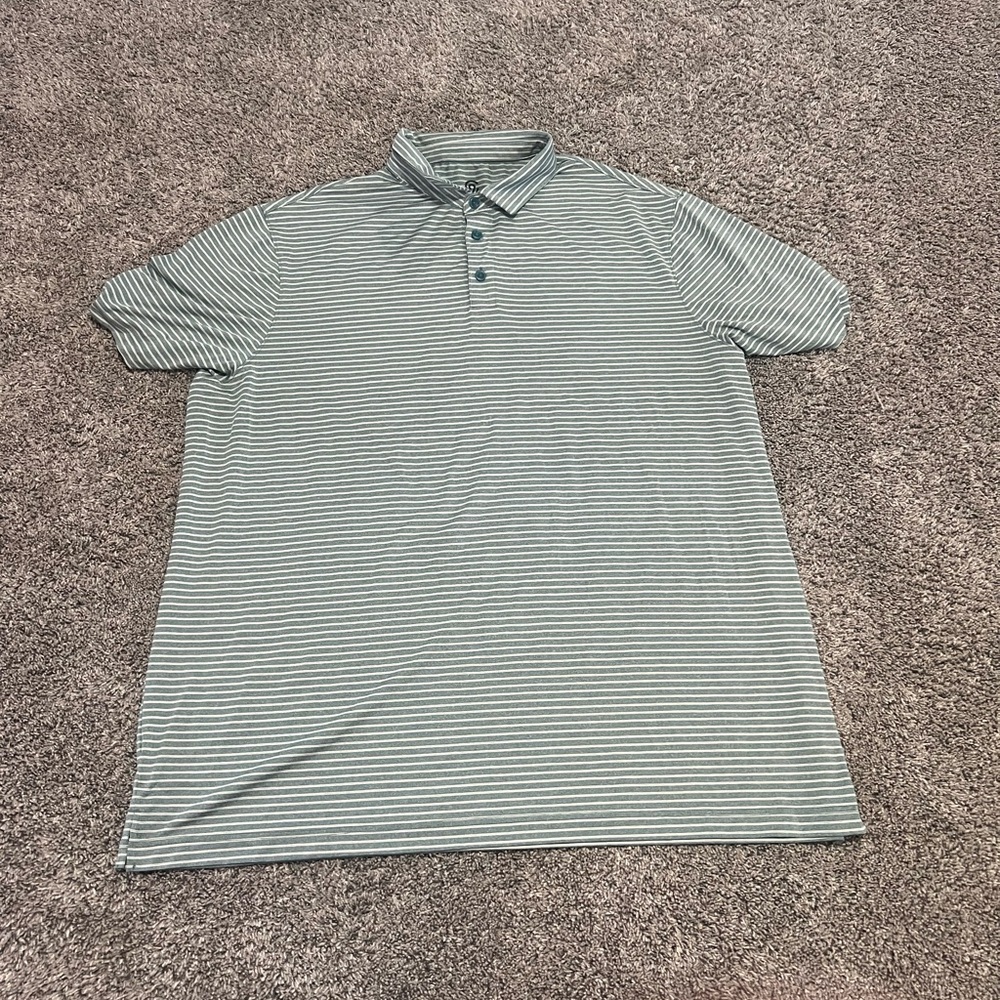 Champion Shirt Mens Size XXL Green Stripes Short Sleeve Polo Golf Shirt